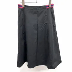【中古】[印象B] THE SCOTCH HOUSE ザ・スコッチハウス スカート レディース 38 ネイビー×レッド 紺 綿×ポリウレタン Aライン フレア 裏地付き ひざ丈のサムネイル