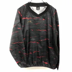 【中古】[印象A] TIGORA ティゴラ プルオーバージャケット / トレーニングシャツ メンズ S 黒系×赤 ポリ100% 薄手 タイガーカモ 迷彩柄 Vネック ラグラン 長袖のサムネイル