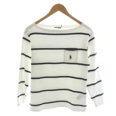 ポロ ラルフローレン POLO RALPH LAUREN ニット カットソー 長袖 ボーダー柄 XS 白 ホワイト 紺 ネイビー /AN28