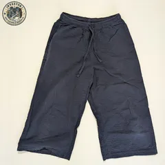 ユニクロ リラコ シアサッカー生地 クロップドパンツ ネイビー Mサイズ