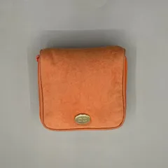 美品　Christian Dior クリスチャンディオール　化粧ポーチ　マルチポーチ　ゴールド金具　スエード　オレンジ　vintage archive