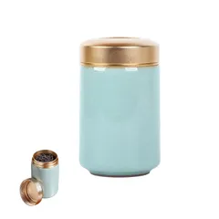 茶筒 おしゃれ 茶缶 お茶っ葉入れ セラミック 密閉 光遮断 鮮度を保つ 紅茶/コーヒー/茶葉 保存容器用 お茶入れ キャニスター 誕生日 プレゼント 贈り物 160ML