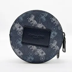 COACH コーチ コインケース ラウンド ホース＆キャリッジ 馬車柄 カラビナ付き 小銭入れ 【中古】