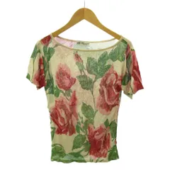 ブルマリン Blumarine 美品 カットソー 花柄 半袖 ベージュ 赤 緑 レッド グリーン 0331のサムネイル