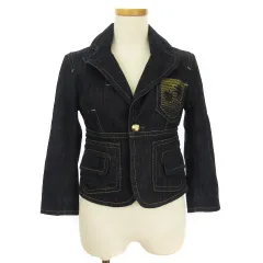 ディースクエアード DSQUARED2 ジャケット デニム ワーク テーラード シングル 1B ステッチ 38 紺 ネイビー ☆AA★ ☆CA7☆ cmy0313