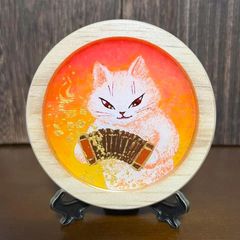 アクリル画 手描き 原画 猫 猫の絵 絵画 海辺 ビーチ イラスト 風景画
