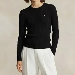 ポロ ケーブル編み ニット ブラック レディース Sサイズ