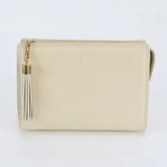 美品 ヴァレンティノ ガラヴァーニ タッセル レザー クラッチ バッグ ハンド セカンド ポーチ ベージュ レディース EME DU60-4【中古】