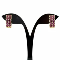 サザンクロス Southern Cross ルビー デザインピアス YG イエローゴールド メレダイヤ ピアス K18 ルビー ダイヤモンド レディース 【中古】