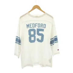 チャンピオン CHAMPION フットボールTシャツ L 白 ラウンドネック ロゴプリント 七分袖 /JP