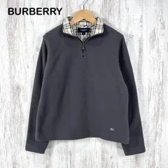 BURBERRY LONDON バーバリーロンドン ホースロゴ刺繡 ノバチェック ハーフジップ フリース スウェット グレー レディース 長袖 トップス プルオーバー