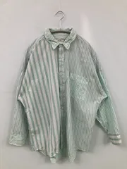 niko and ... ニコアンド シャツ/ブラウス M ライトグリーン コットン ストライプ柄 ミドル丈 長袖 レギュラーカラー