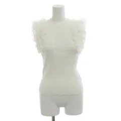 アプワイザーリッシェ Apuweiser-riche ショルダーフリル トップス ニット セーター 2 白 ホワイト リブ編み クルーネック ノースリーブ /AG ■OS