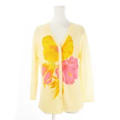 エスカーダ ESCADA カーディガン 38 ペールオレンジ ラメ 花柄 ハイビスカス Vネック 長袖 /CK34 ■GY61のサムネイル