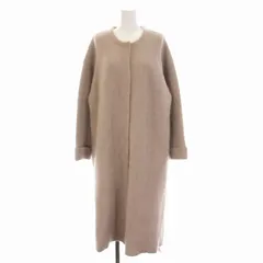 アプワイザーリッシェ Apuweiser-riche ふわふわニットロングコート ノーカラー アウター 2 M ピンクベージュ /YM