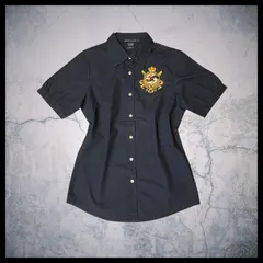 【4月限定価格】ラルフローレン 半袖シャツ 刺繍エンブレム ネイビー L ポロ アメカジ Ralph Lauren