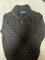 ポロラルフローレン ケーブル ニット ブラック ジップアップ