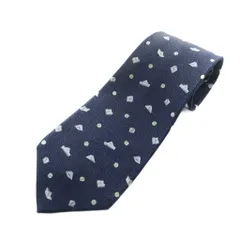 ブルガリ BVLGARI ネクタイ レギュラータイ 総柄 ロゴ 絹 シルク 紺 ネイビー ■GY18 /MQ