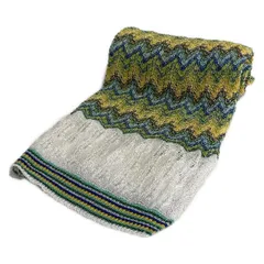 MISSONI(ミッソーニ) ストール(ショール)美品  - イエロー×ライトブルー×マルチ コットン