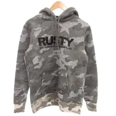 ラスティ RUSTY 美品 パーカー M 灰色 グレー 迷彩柄 フード付き 長袖 /SJ ■ECF001