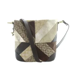 コーチ COACH ショルダーバッグ 斜めがけ キャンバス レザー パッチワーク ロゴ 茶 ブラウン ■GY11 /MQ