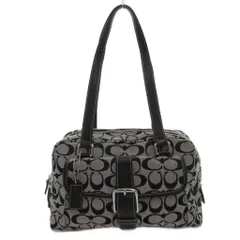 コーチ COACH 6846 トートバッグ ショルダー ハンド シグネチャー キャンバス レザー ベルトデザイン ロゴ グレー /FF ■GY99