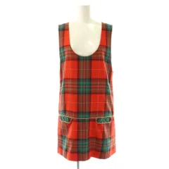 マリークワント MARY QUANT チェック ノースリーブワンピース ひざ丈 M レッド グリーン /DF ■OS