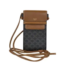 CELINE(セリーヌ) 携帯電話ケース トリオンフ フォンポーチ 10G332CQD.04LU タン(ダークブラウン×ブラウン)