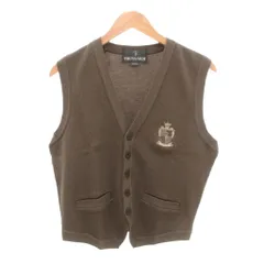 トラサルディ TRUSSARDI ニットベスト ウール  カーキ Vネック エンブレム刺繍 /NL ■GY61のサムネイル