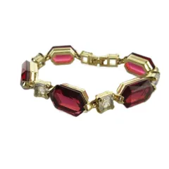 ニナリッチ NINA RICCI ブレスレット アクセサリー クリスタル ストーン ゴールド色 赤 レッド ■GY18 /MQ