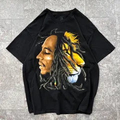 ボブマーリー Tシャツ XL 黒 ブラック ZION ボブ・マーリー ライオン ラスタ レゲエ ラップT メキシコ製 ビッグシルエット オーバーサイズ 古着 ストリート 半袖 カットソー トップスのサムネイル