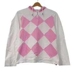クレージュ パーカー トップス 長袖 コットンT プルオーバー レディース 40サイズ 白×ピンク courreges 【中古】のサムネイル