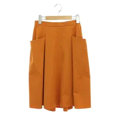 フォクシーニューヨーク FOXEY NEW YORK ストレッチグログラン フレアスカート ひざ丈 38 M オレンジ色 /SY ■OS