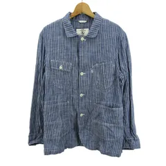 エーグル カバーオール ジャケット ブルゾン アウター ストライプ柄 メンズ Lサイズ 青×白 AIGLE 【中古】
