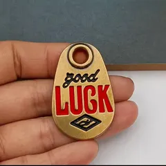 真鍮製 キーホルダー good LUCK タグ お守り風 バッグチャーム ギフト アメリカン雑貨 レトロ インテリア