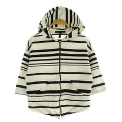 ビーシービージーマックスアズリア BCBGMAXAZRIA DAWN ボーダーパーカー 七分袖 ジップアップ コットン XXS ブラック ホワイト /MY ■OSのサムネイル