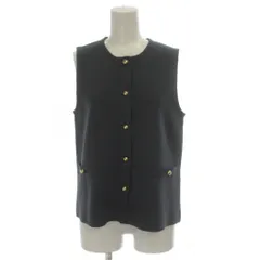 ストラ Stola. ニットジレ ベスト F ブルーグレー クルーネック 金ボタン /AG ■OS