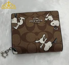 COACH × peanuts スヌーピー シグネチャー コンパクトウォレット コーチ 二つ折り財布
