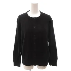 無印良品 良品計画 ワッフル編みクルーネック長袖カーディガン L 黒 ブラック /FF