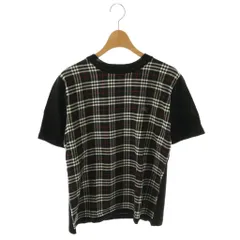 バーバリー ロンドン BURBERRY LONDON ニット セーター チェック 半袖 ウール L 黒 ブラック 白 赤 ラウンドネック /YM ■ECE003