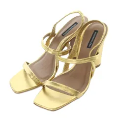 ビーシービージーマックスアズリア BCBGMAXAZRIA サンダル 9.5 26cm 26.5cm ゴールドカラー スクエアトゥ ブロックヒール /RI ■OSのサムネイル