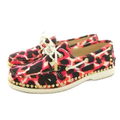 クリスチャンルブタン Christian louboutin モカシン スリッポン ハラコ スタッズ 総柄 37 ピンク 黒 ブラック /KUのサムネイル