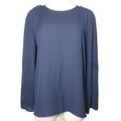 セオリーリュクス theory luxe 2018 IDEAL ARNLIN ブラウス シャツ プルオーバー 長袖 ギャザー 08 M相当 紺 ネイビー /X