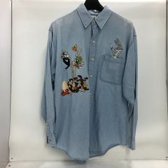 公式】ディズニー ドナルドダック 総柄 シャツ インディゴ染め 長袖 