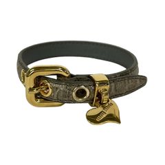 miumiu(繆繆) 手鍊美品 皮革 灰×金 心形