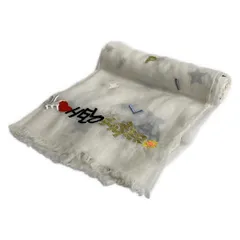 Citrus(シトラス) ストール(ショール)美品  アイボリー×黒×マルチ 刺繍/フェイクパール/スパンコール/スター(星)柄 コットン