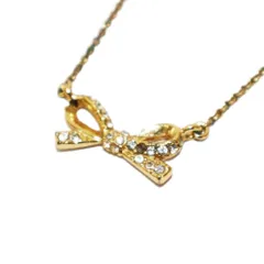 ケイトスペード KATE SPADE リボンネックレス ペンダント ビジュー ゴールドカラー /KH