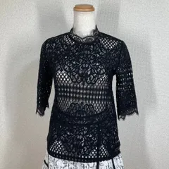 ZARA ザラ レース カットソー S 黒 ハイネック フリル 背中レースアップ シースルー バレエコア 地雷系 量産型 Y2K 姫系