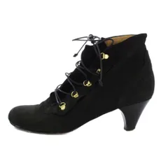 ペリーコ PELLICO ショートブーツ チャンキーヒール レースアップ スエード 36 黒 /BM