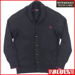 BURBERRY BLACK LABEL バーバリーブラックレーベル カーディガン L セーター 3 ニット メンズ 紺 ネイビー ショールカラー ニット_セーターサイズL一覧←SEULB屋着古← HS491のサムネイル